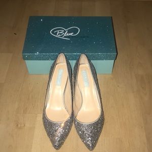 Blue sole crystal heels